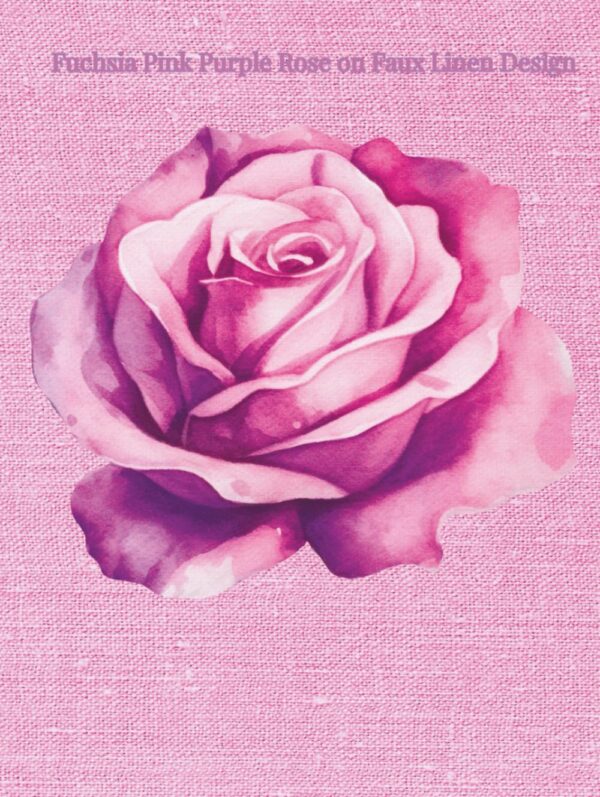Fuchsia Pink Purple Rose on Faux Linen Design: A Blank Book Journal Vibe