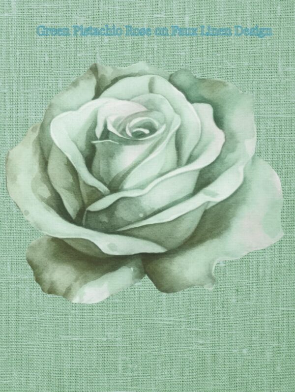 Green Pistachio Rose on Faux Linen Design