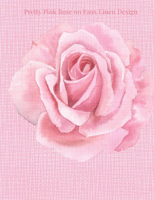 Pretty Pink Rose on Faux Linen Design