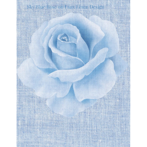 Sky Blue Rose on Faux Linen Design