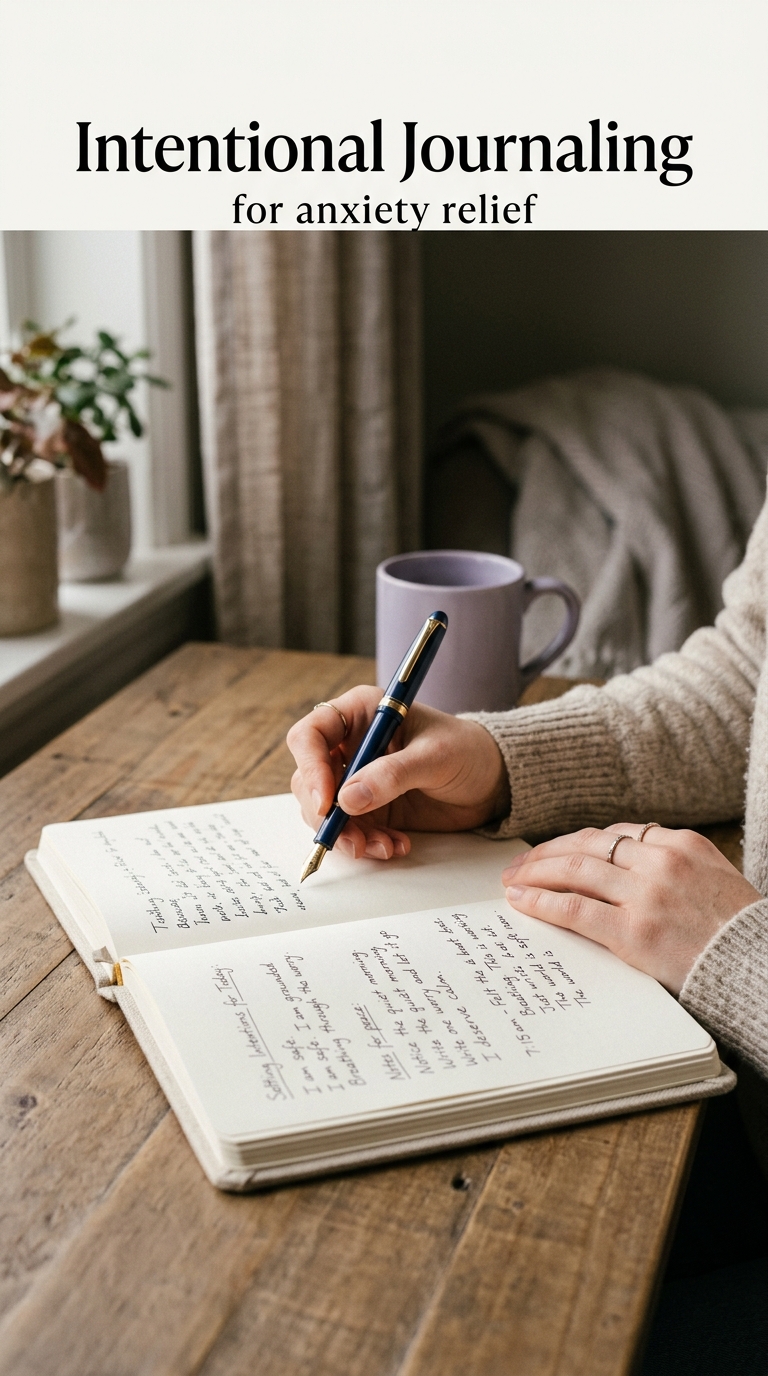 intentional journaling — anxiety relief — journaling prompts — Intentional Journaling for Anxiety Relief (in-article)